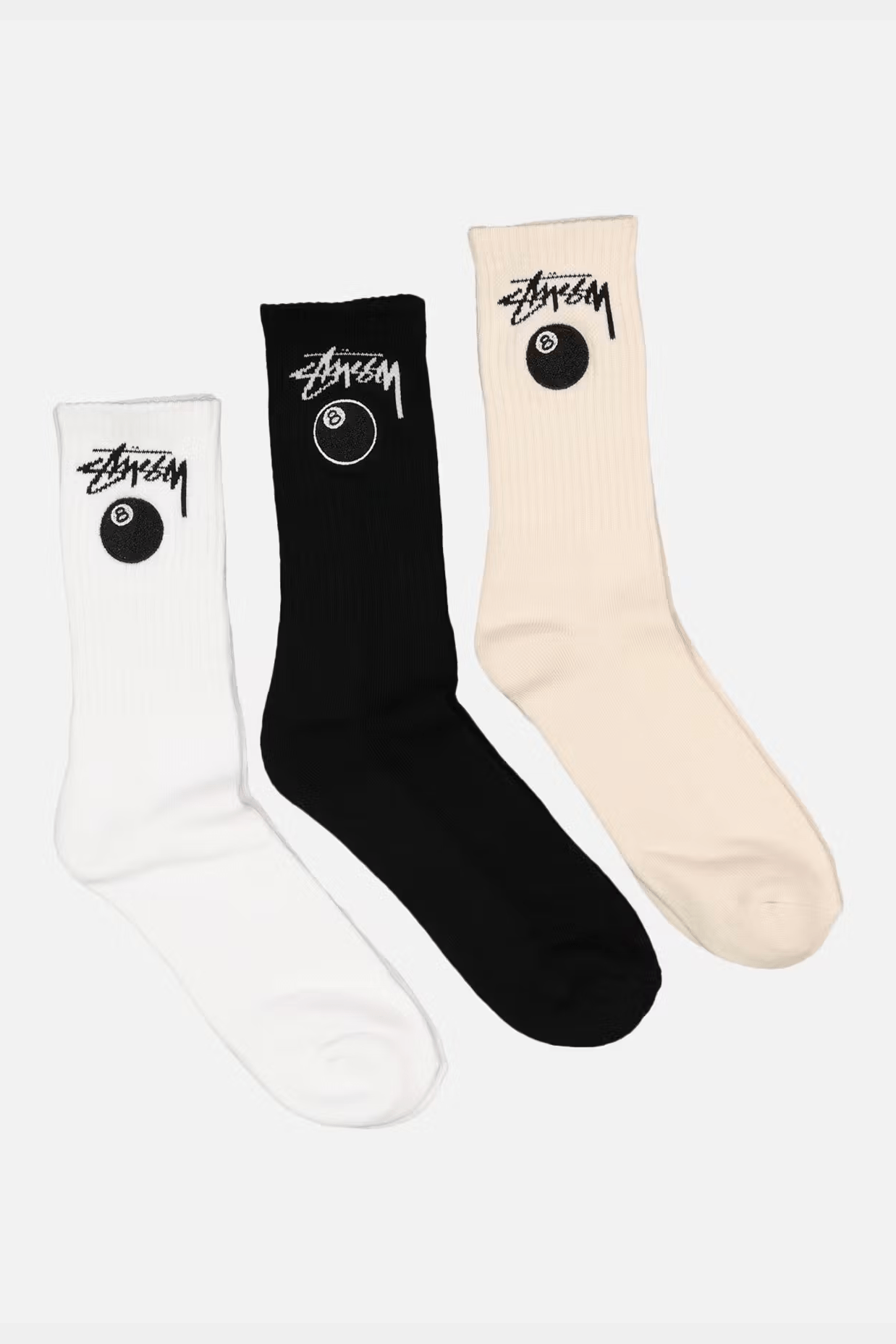 Stussy mens 8 ball sock 3pk - multi