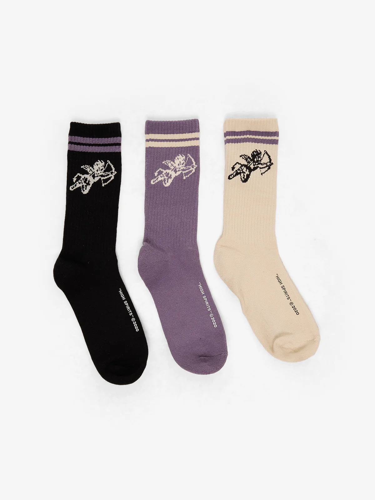 WORSHIP Cherub 3 Pack Socks - Purple Reign - Black - Bone