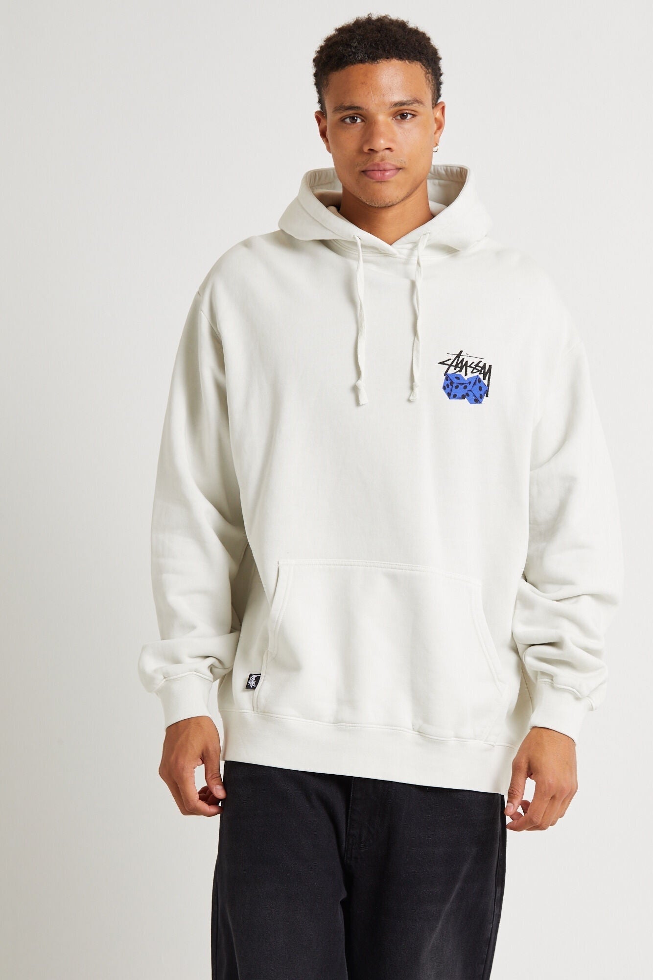 Stussy Pair of Dice Fleece Hood - Pigment Washed White