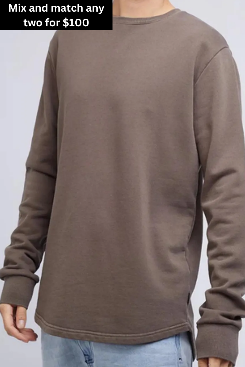 Silent Theory Curved Hem Crew - Brown