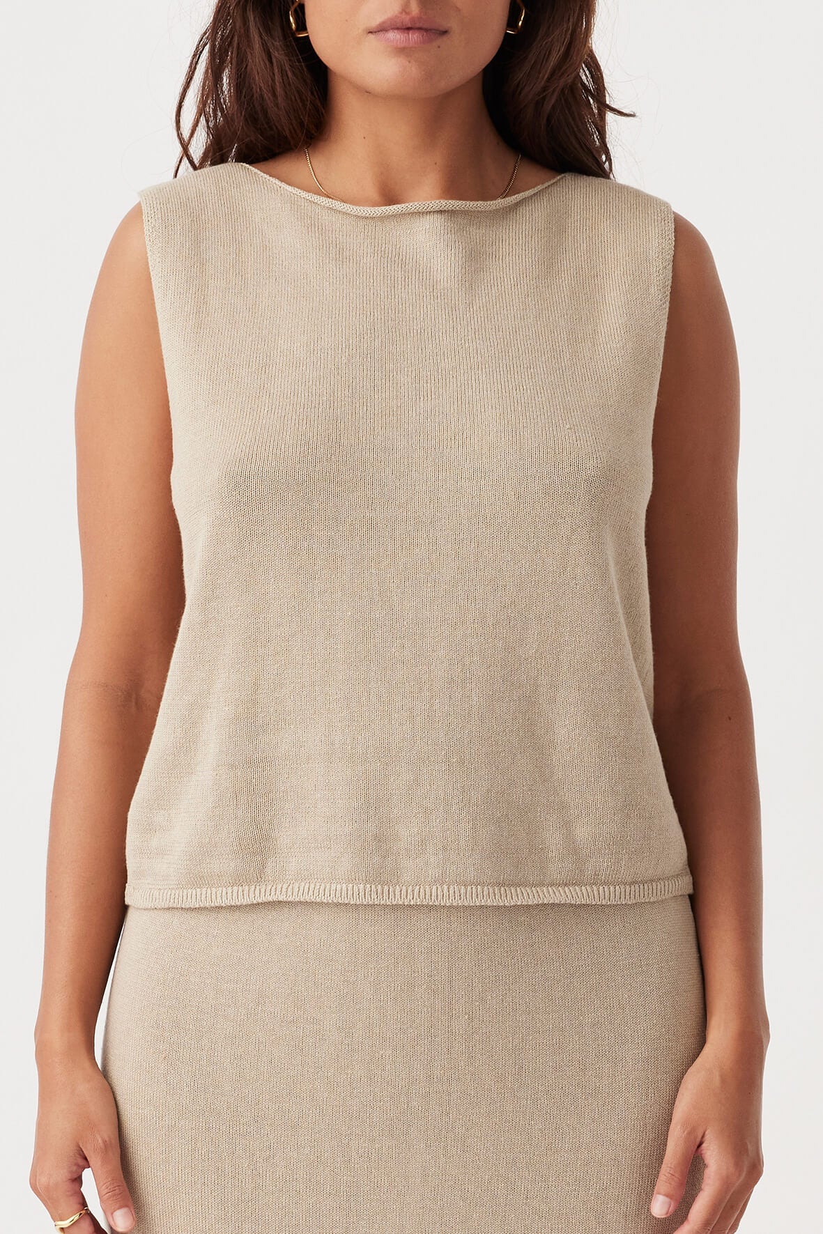 ARCAA Poppy Organic Cotton Linen Reversible Vest - Taupe