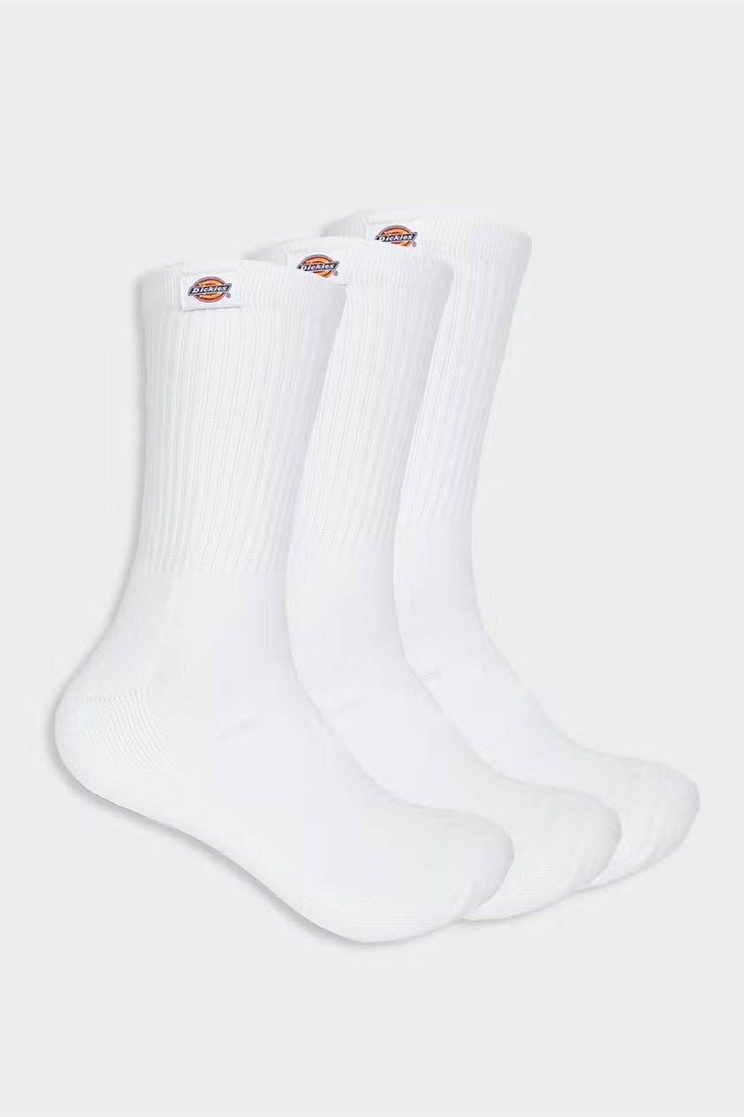 DICKIES Classic label 3 pack crew socks - White