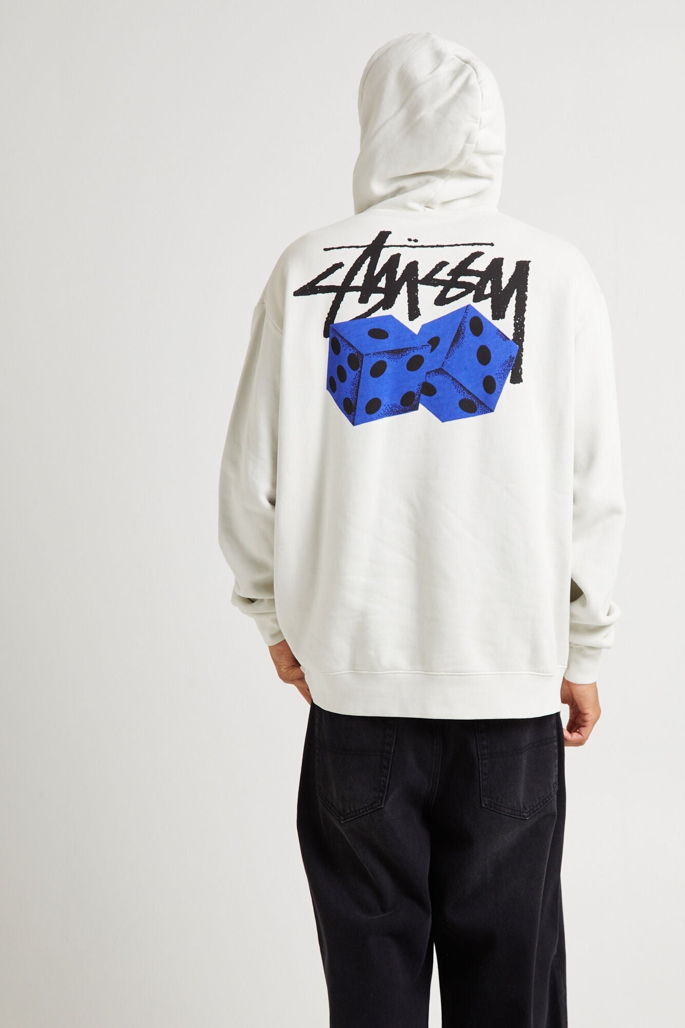 Stussy Pair of Dice Fleece Hood - Pigment Washed White