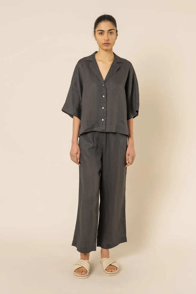 Nude lucy linen lounge shirt - coal