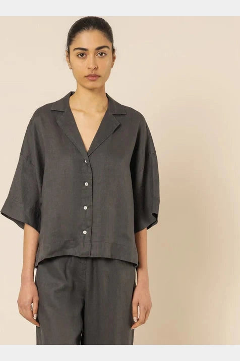 Nude lucy linen lounge shirt - coal