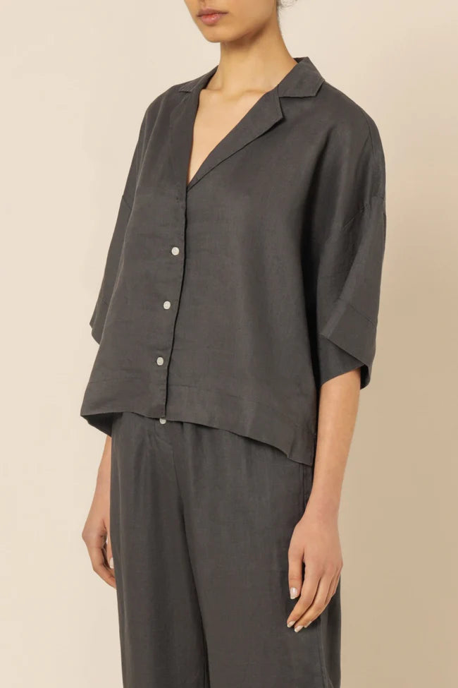 Nude lucy linen lounge shirt - coal