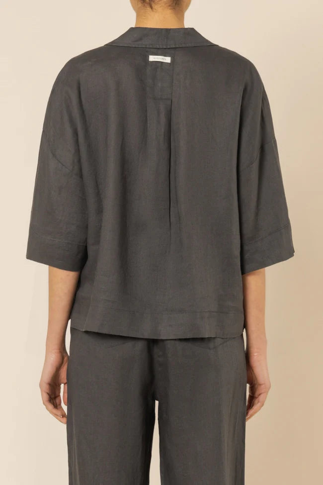 Nude lucy linen lounge shirt - coal