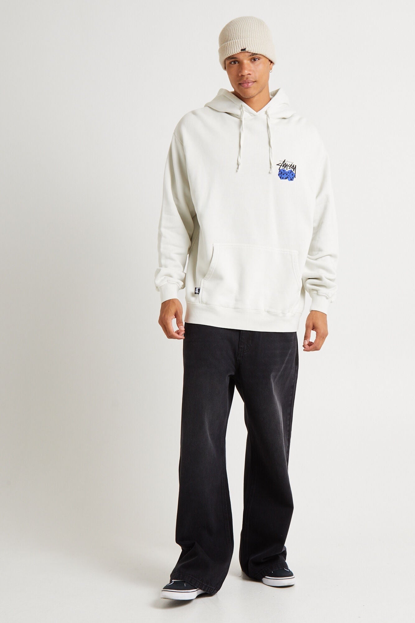 Stussy Pair of Dice Fleece Hood - Pigment Washed White