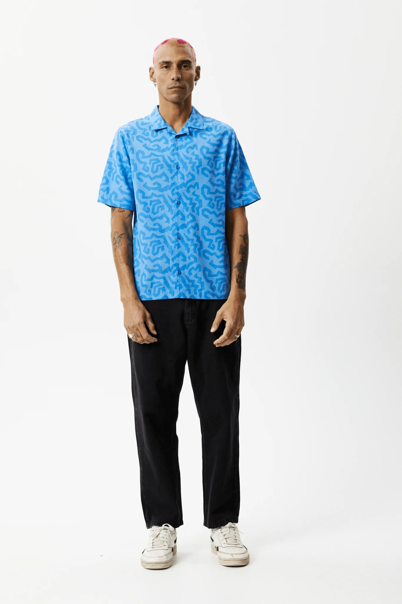 Afends icebergs recycled short sleeve shirt - arctic