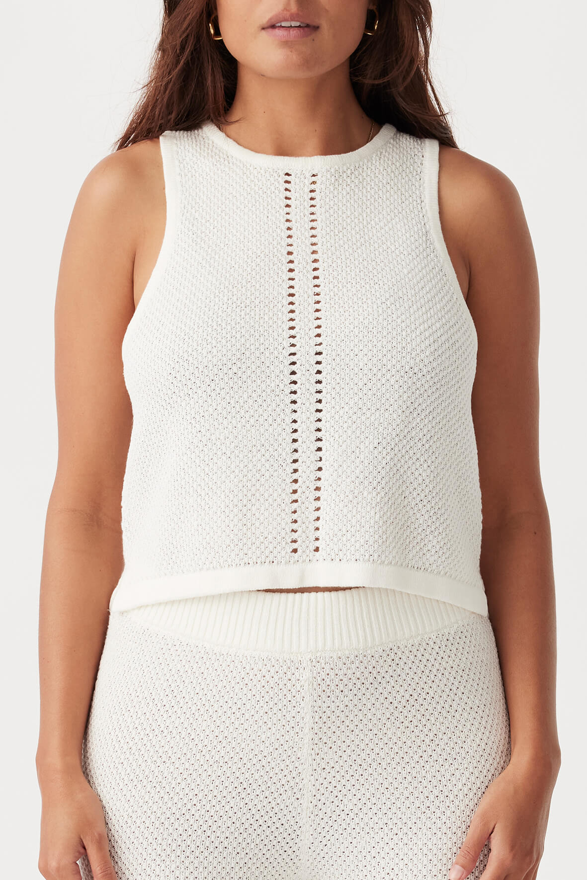 ARCAA Sloane Cropped Organic Cotton Linen Tank - Cream