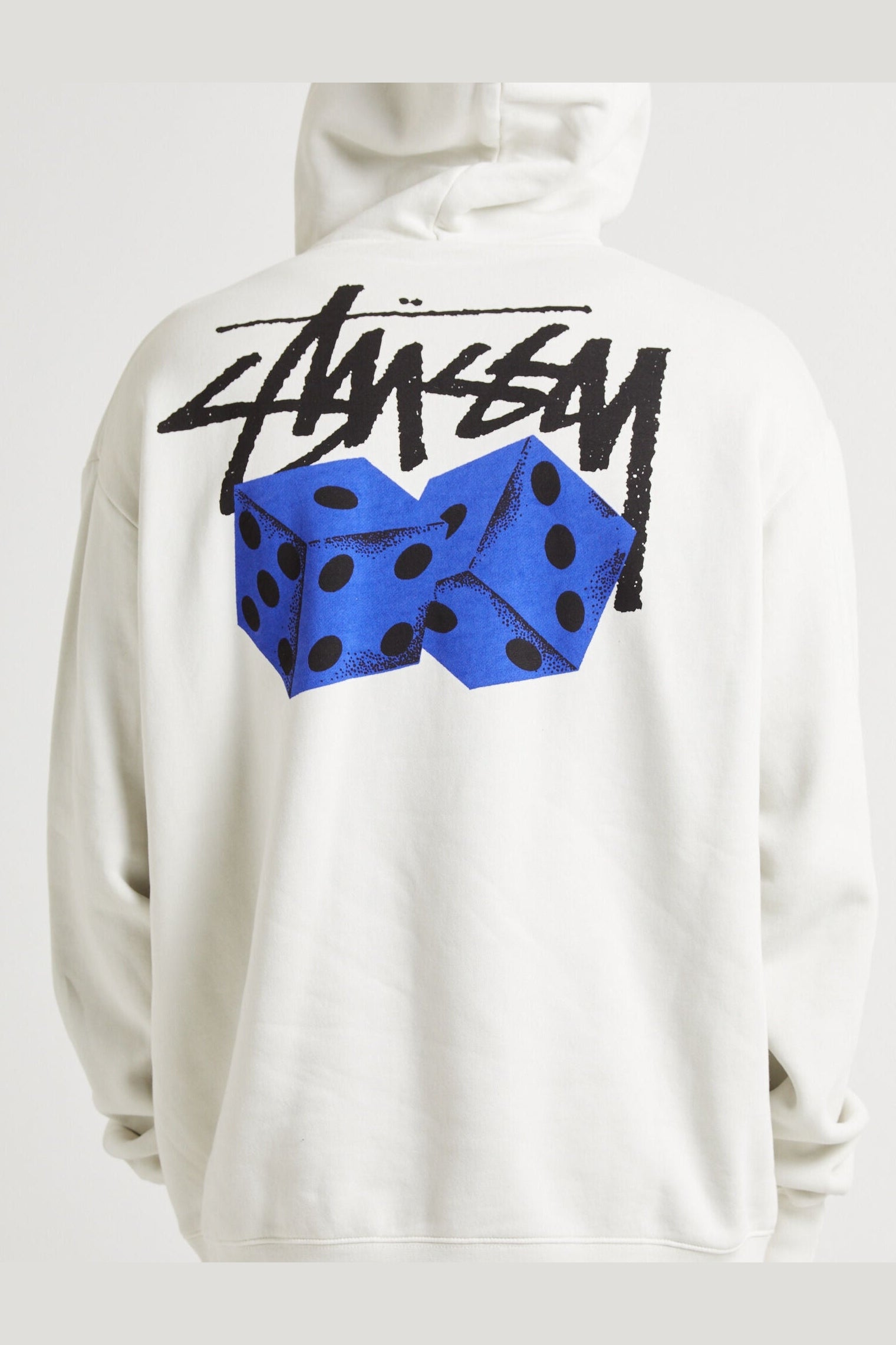 Stussy Pair of Dice Fleece Hood - Pigment Washed White