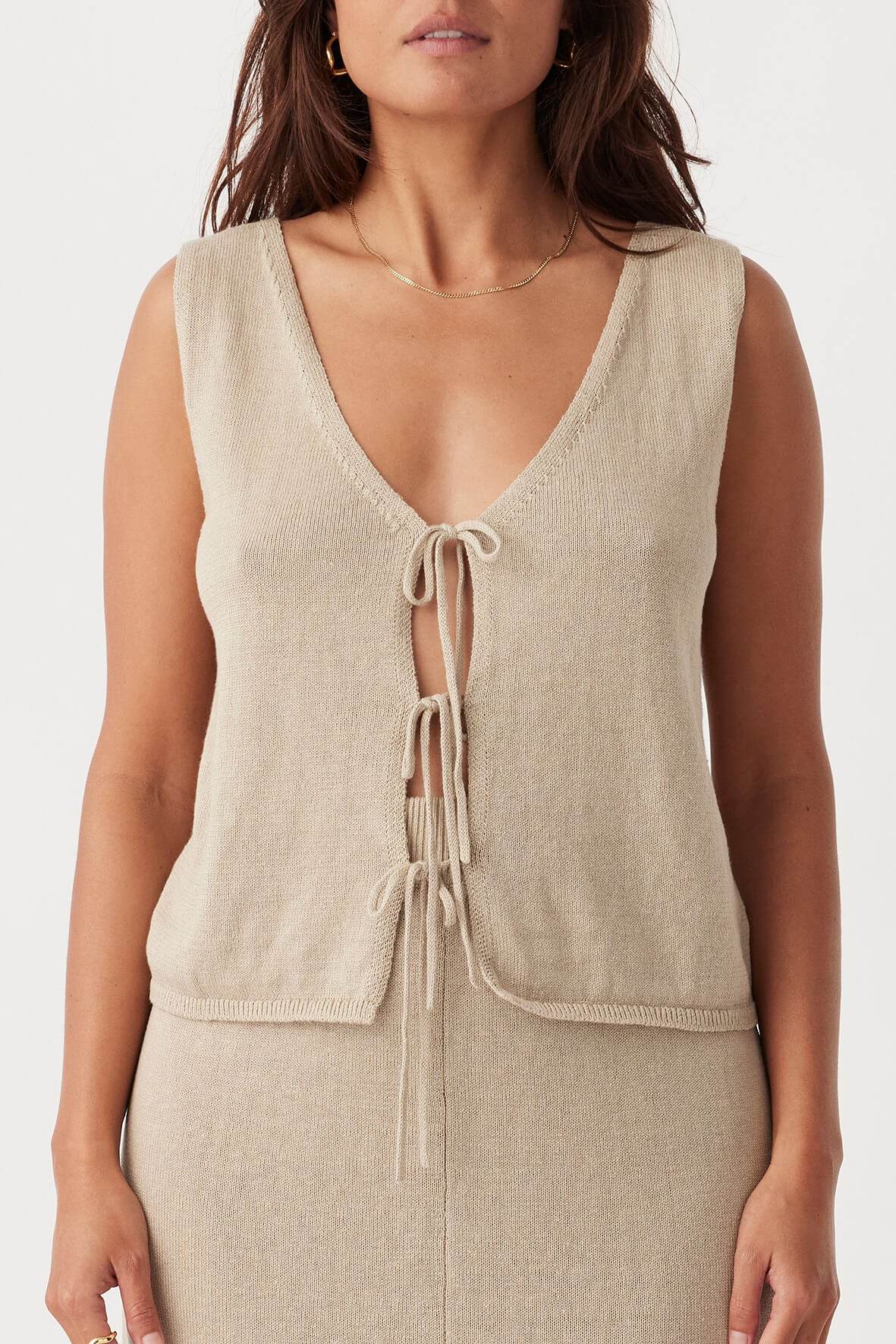 ARCAA Poppy Organic Cotton Linen Reversible Vest - Taupe