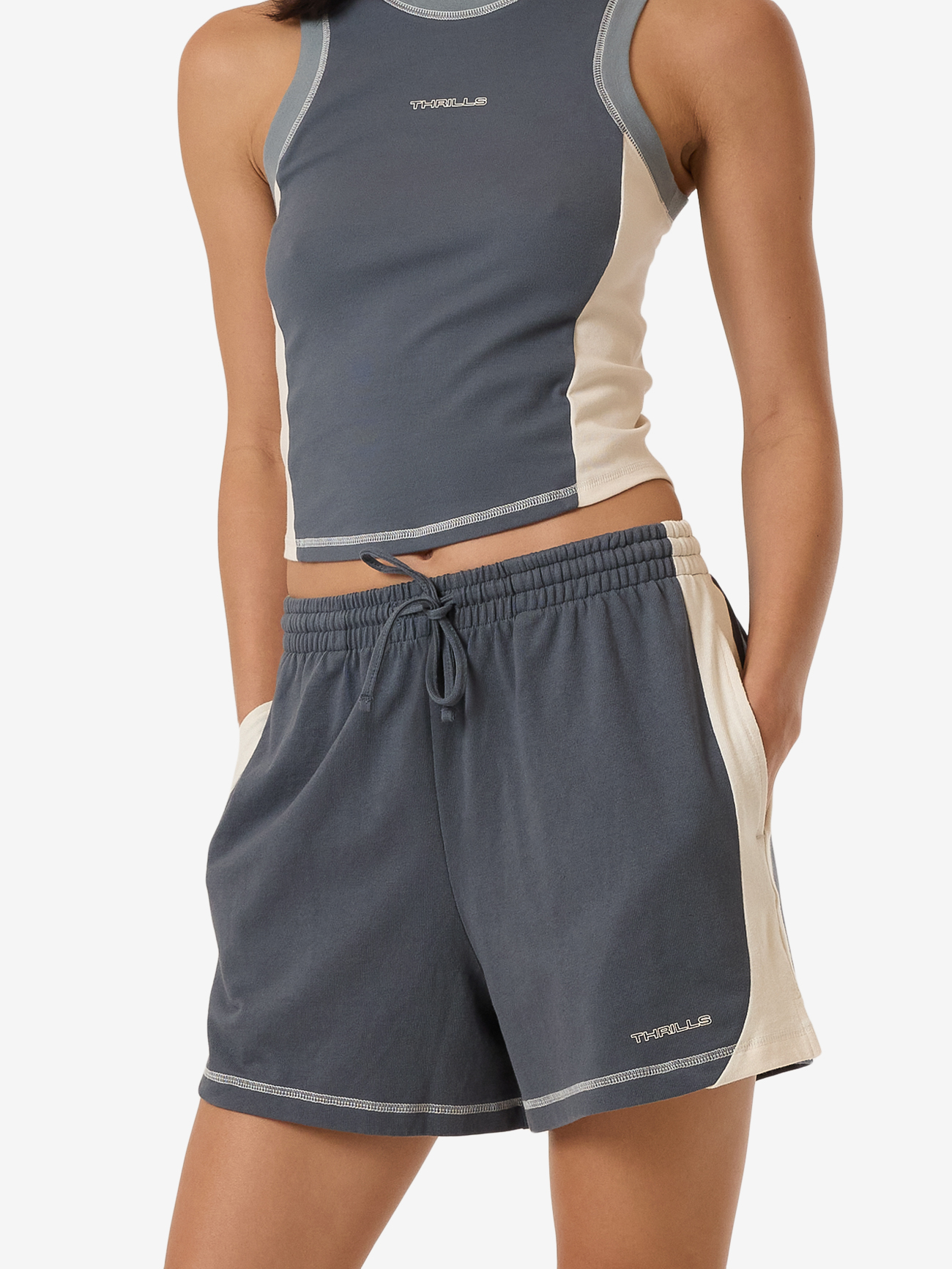 THRILLS Grip jersey short - Dark slate