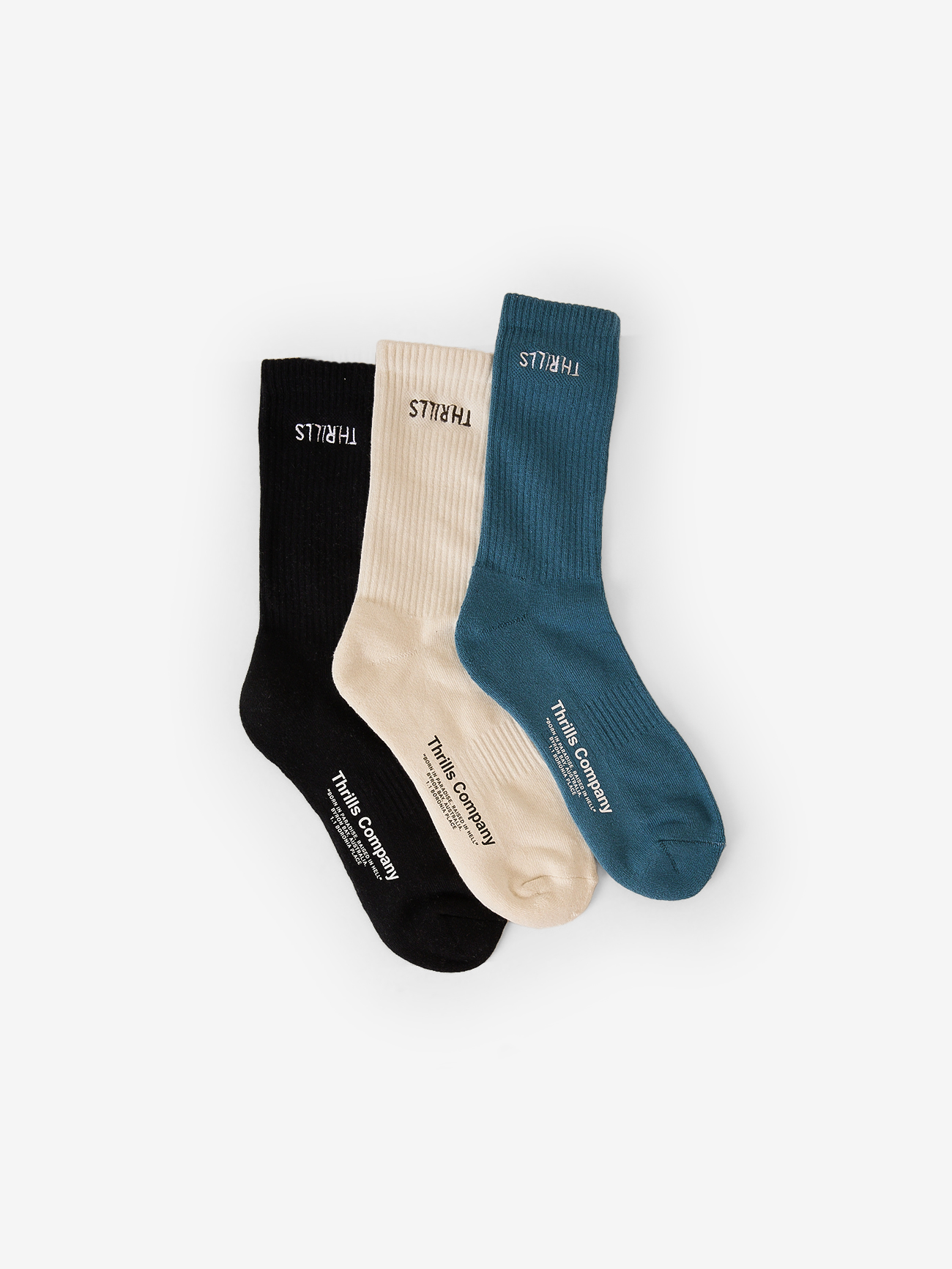 THRILLS Minimal Thrills Embro 3 Pack Sock - Heritage white/black/dark slate