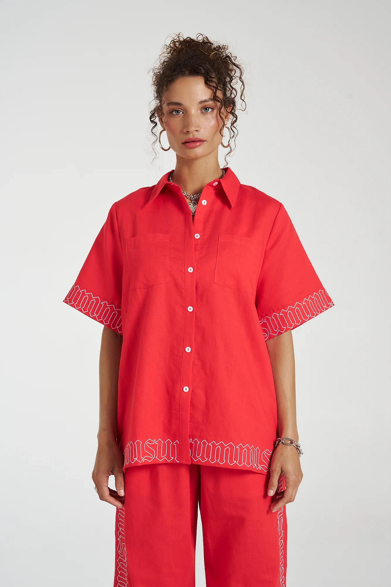 SUMMI SUMMI Sig linen shirt - Scarlet summi