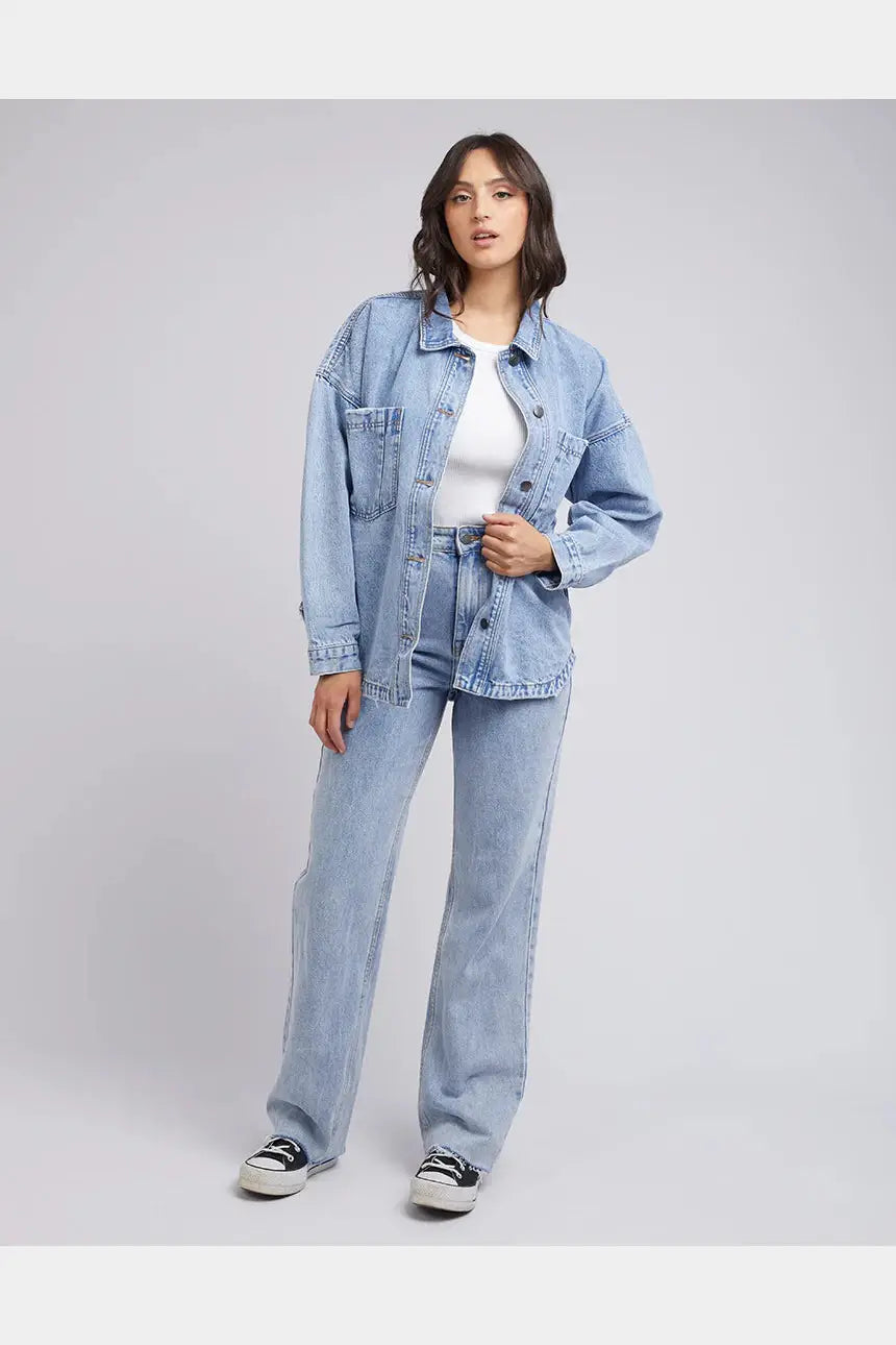 ALL ABOUT EVE - dale denim shacket - light blue