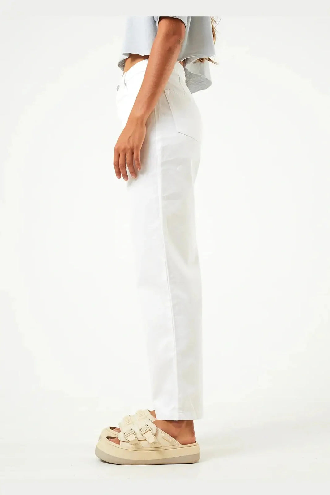 Afends Shelby - Hemp Twill Wide Leg Pants - White