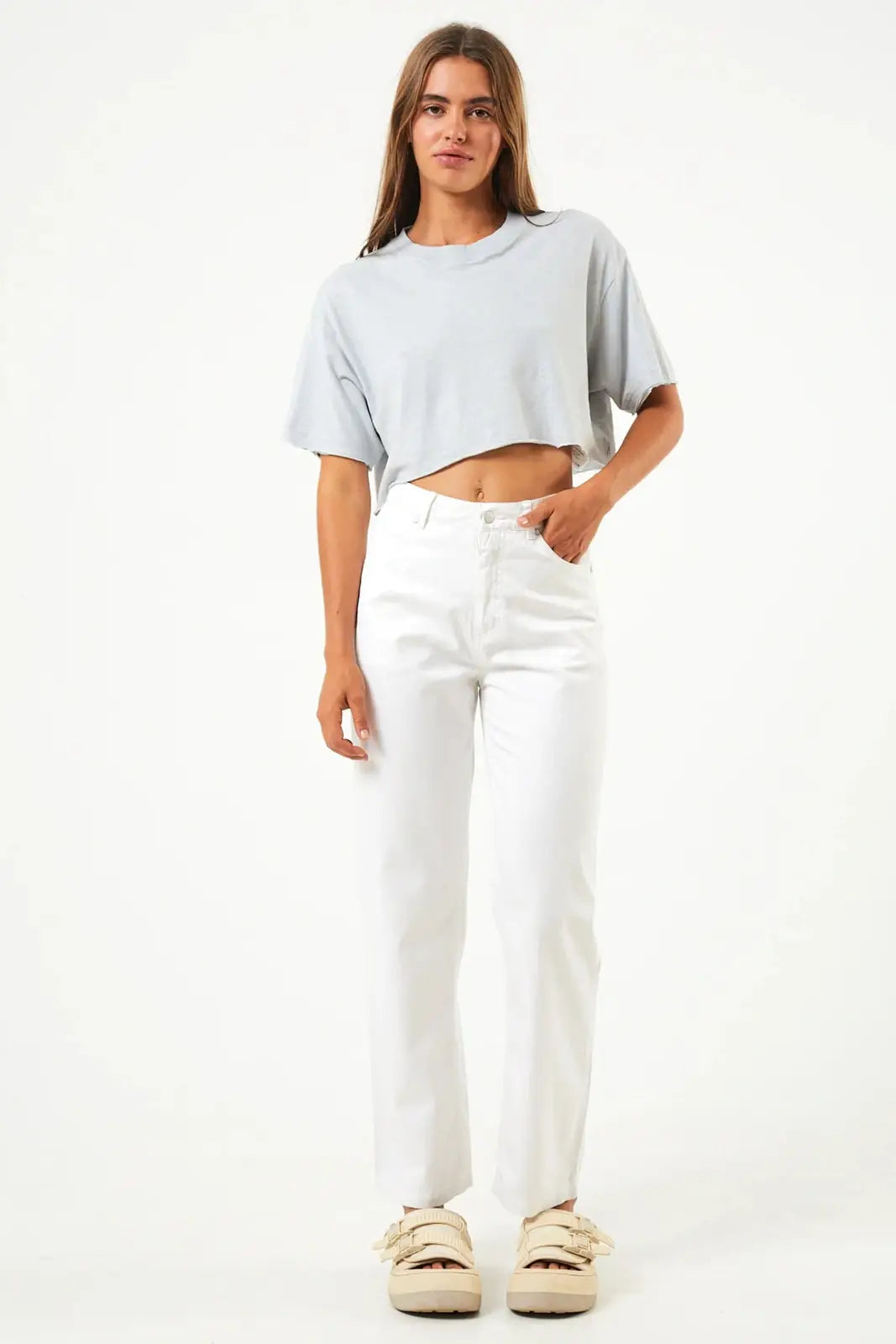 Afends Shelby - Hemp Twill Wide Leg Pants - White