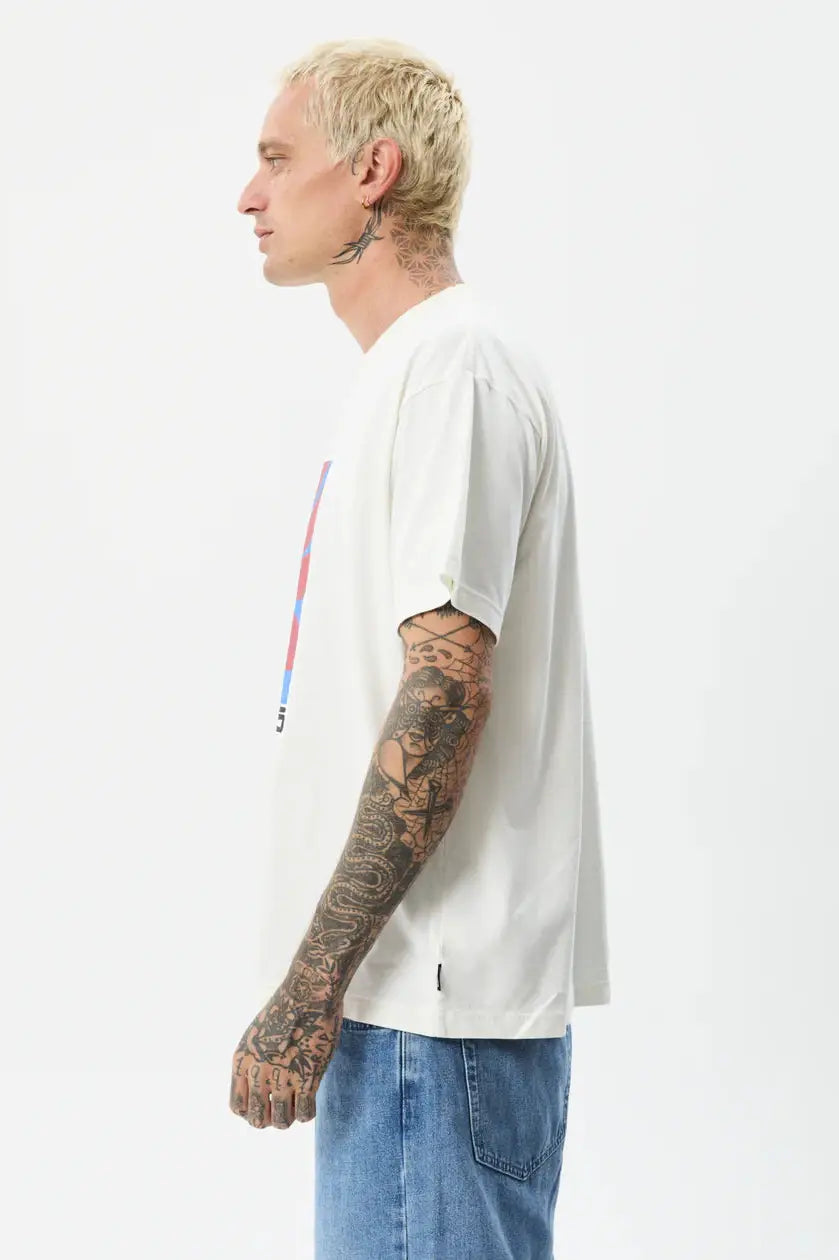 Afends holiday - recycled oversized graphic t-shirt - off white