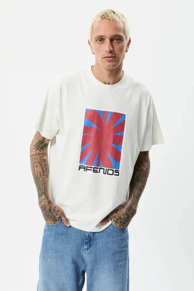 Afends holiday - recycled oversized graphic t-shirt - off white