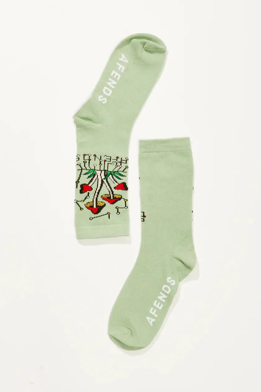 Afends journey inward - crew socks - pistachio