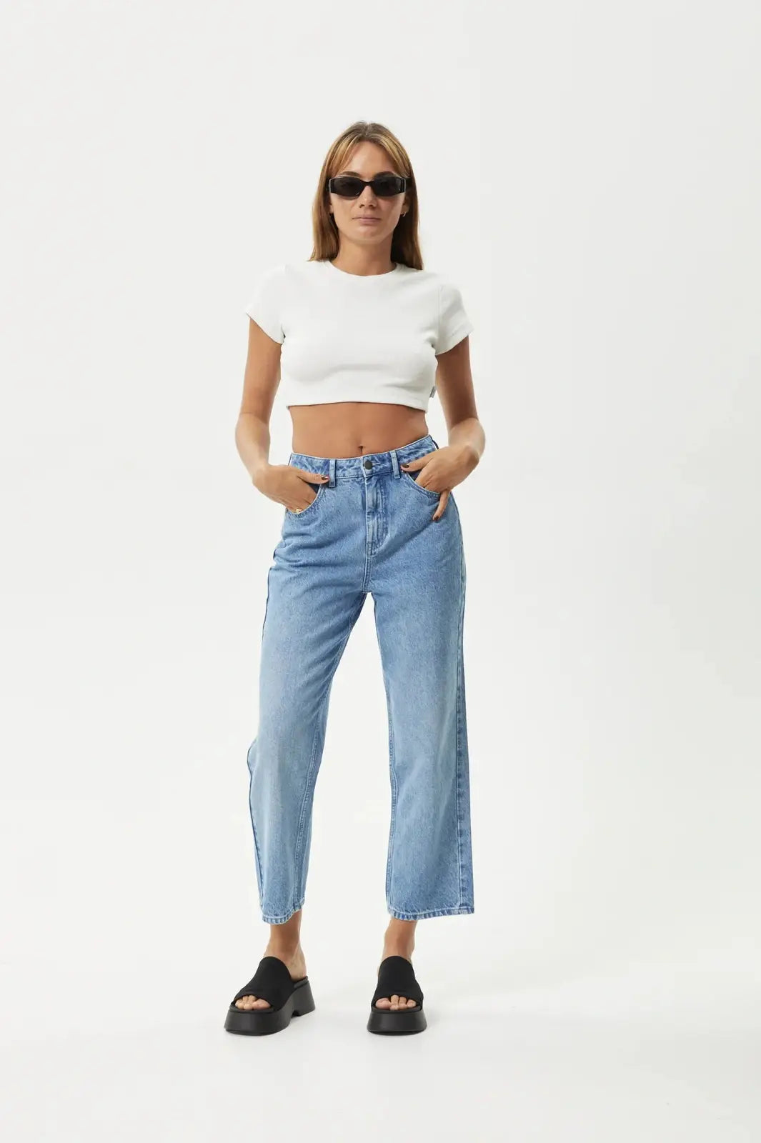 Afends shelby - hemp denim wide leg jeans