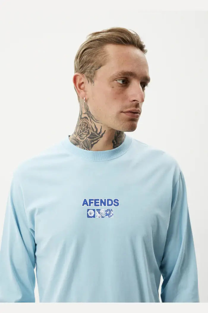 Afends spiral - recycled long sleeve graphic t-shirt - sky blue