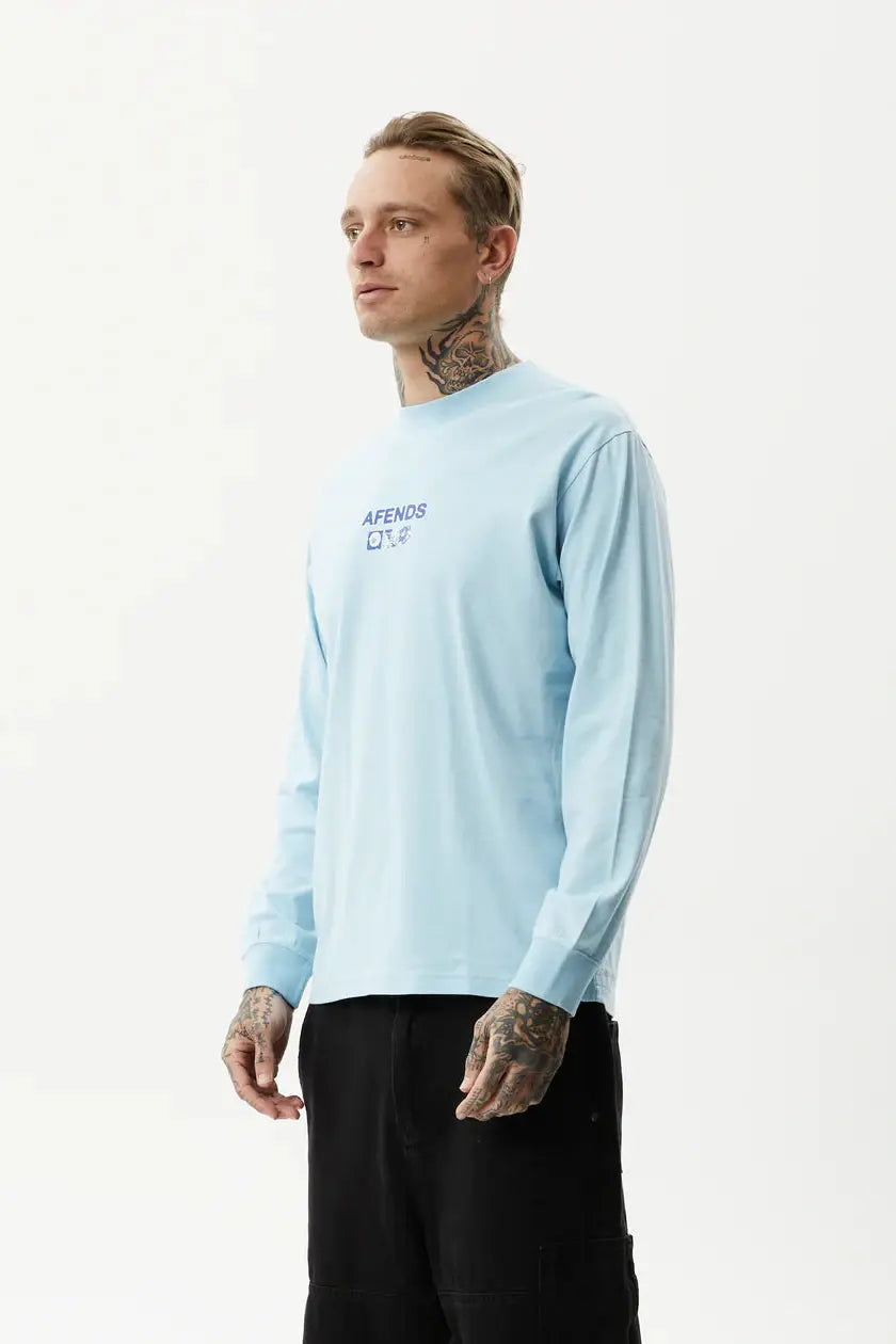 Afends spiral - recycled long sleeve graphic t-shirt - sky blue