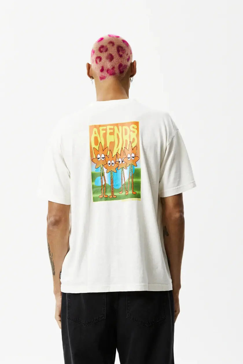 Afends vibrations hemp regular fit graphic t-shirt - off white