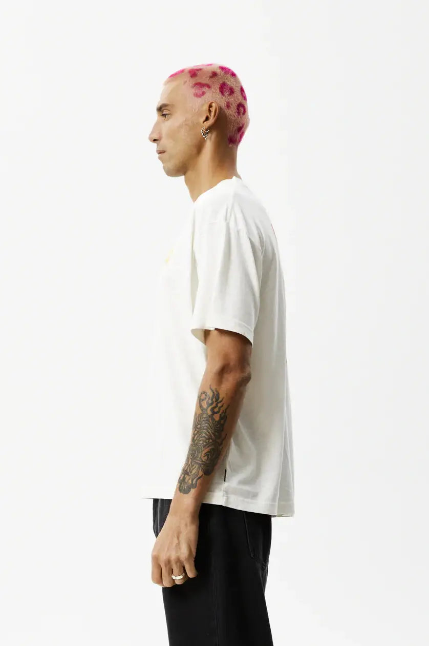 Afends vibrations hemp regular fit graphic t-shirt - off white