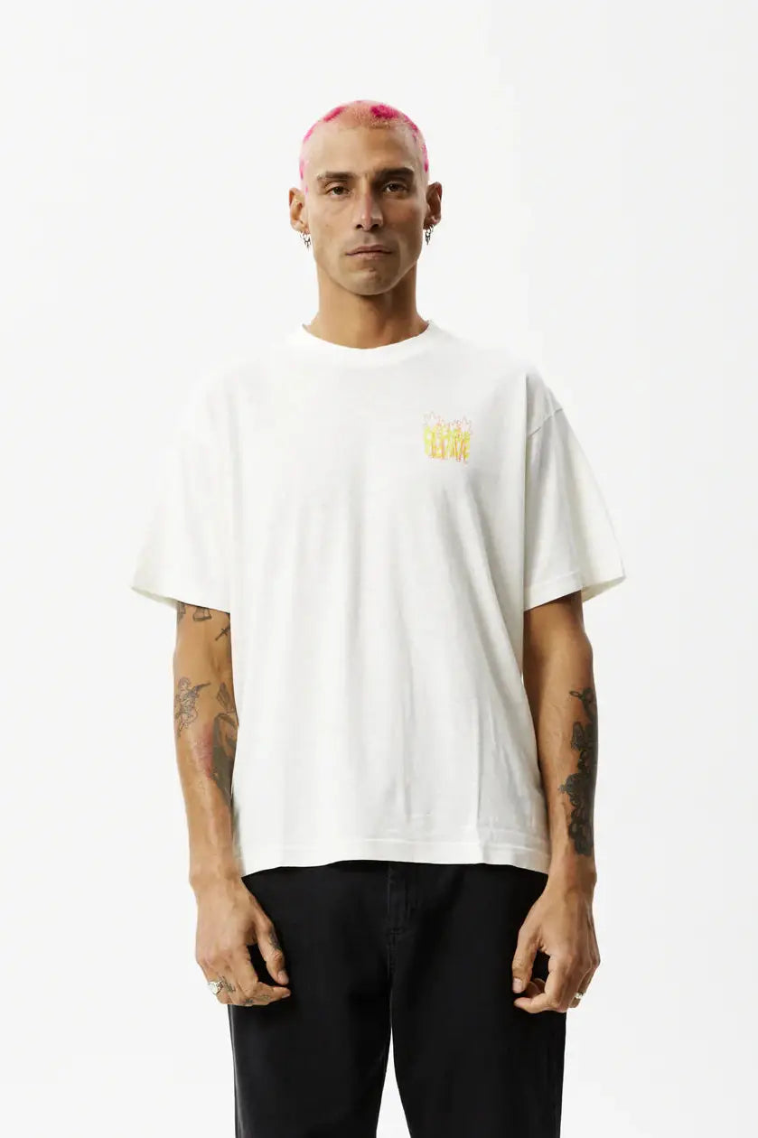 Afends vibrations hemp regular fit graphic t-shirt - off white