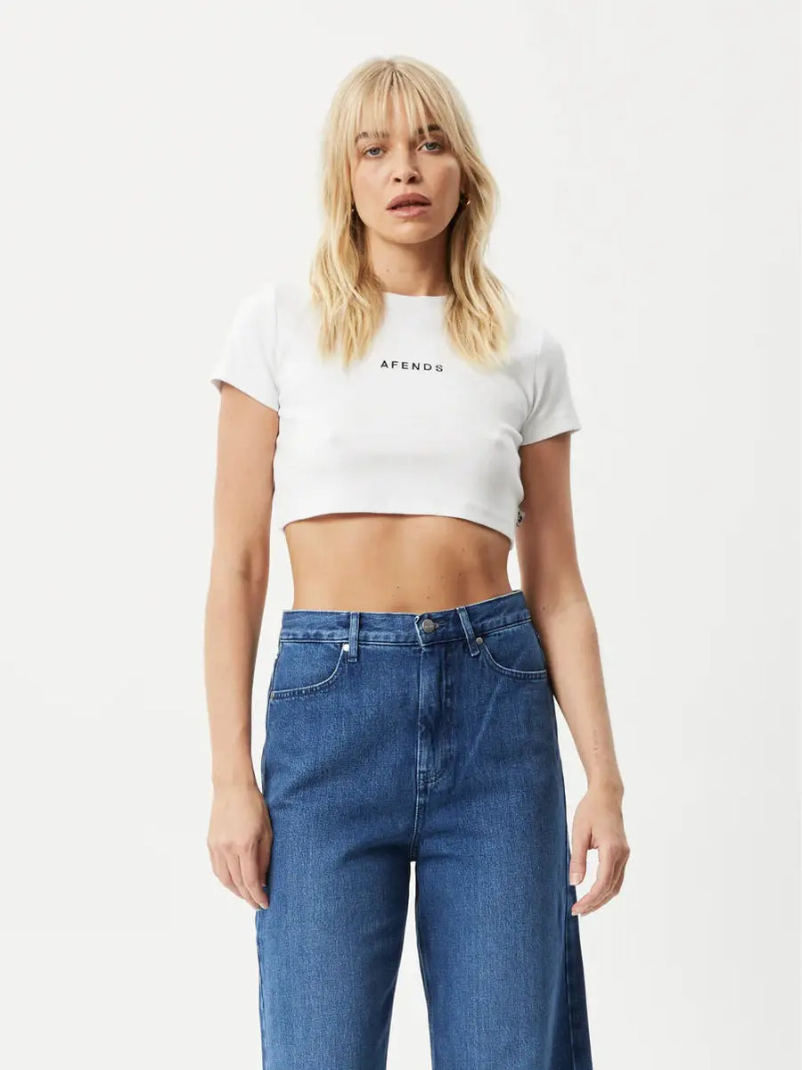 Afends Boundless Recycled Rib Cropped Tee - White
