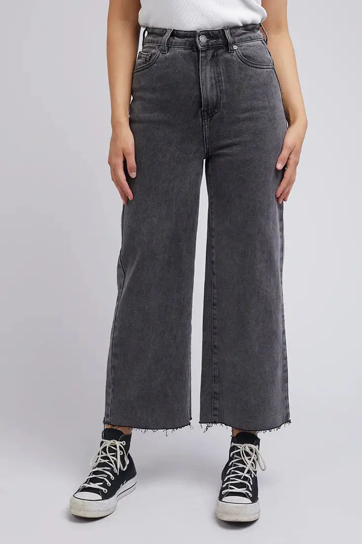 All about eve charlie high rise wide leg heritage denim jean- washed black