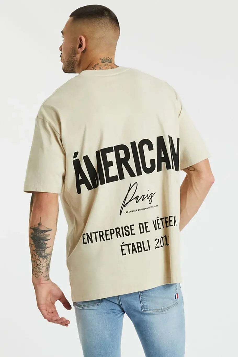 Americain alberton box fit tee - sand