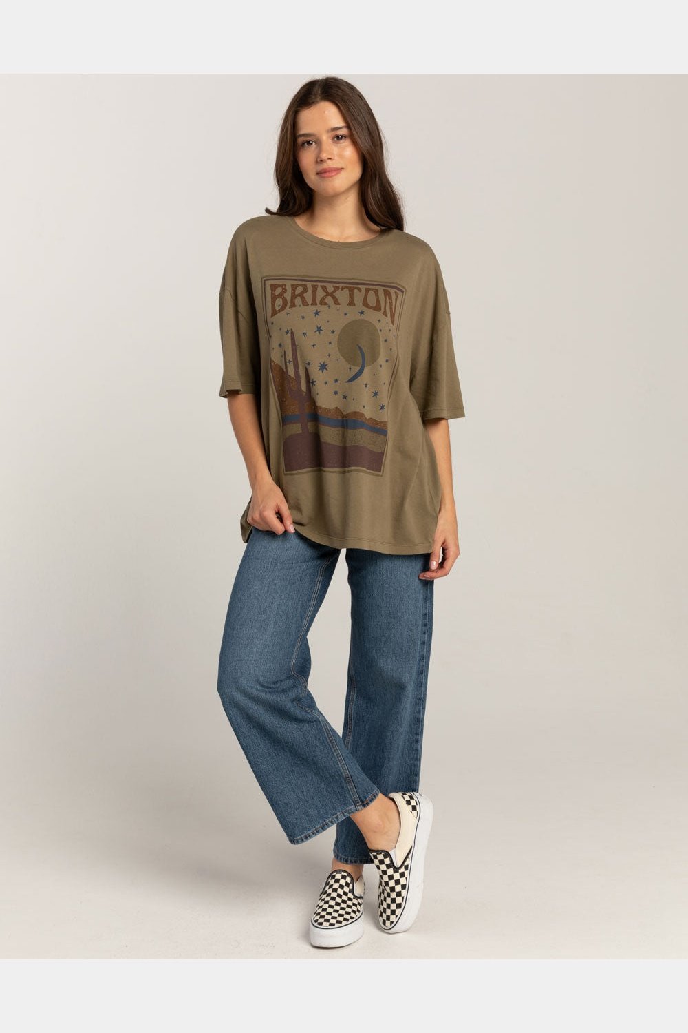 Brixton - scenester oversized boyfriend tee in military olive