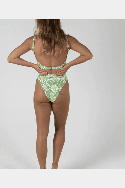 Inner relm diggity high waist bikini bottom- green meadows