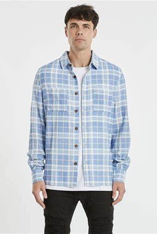 Kscy trusted casual long sleeve shirt - purple/tan check