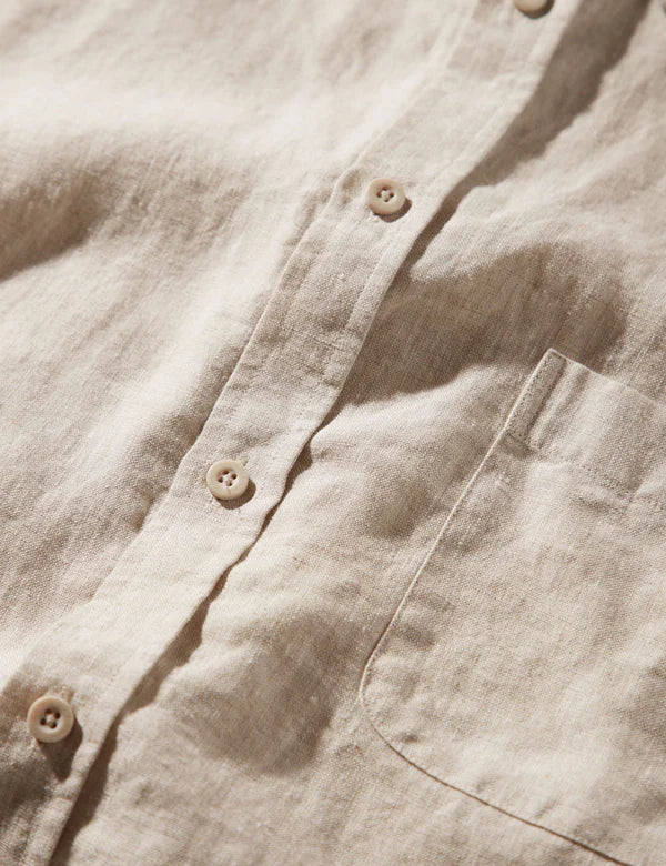 Mr Simple Linen Short Sleeve Shirt - Natural