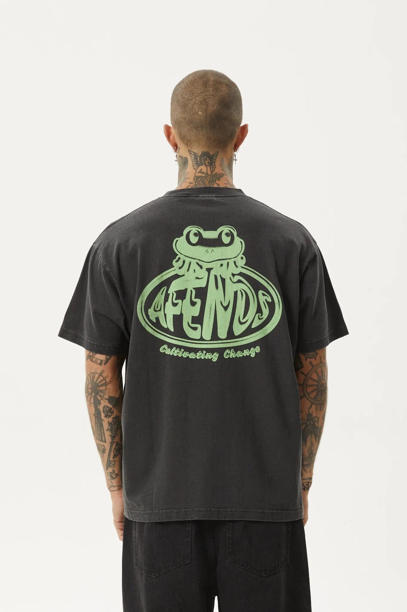 AFENDS FROGGA - HEAVY BOXY FIT TEE STONE BLACK Heavy Boxy Fit Tee