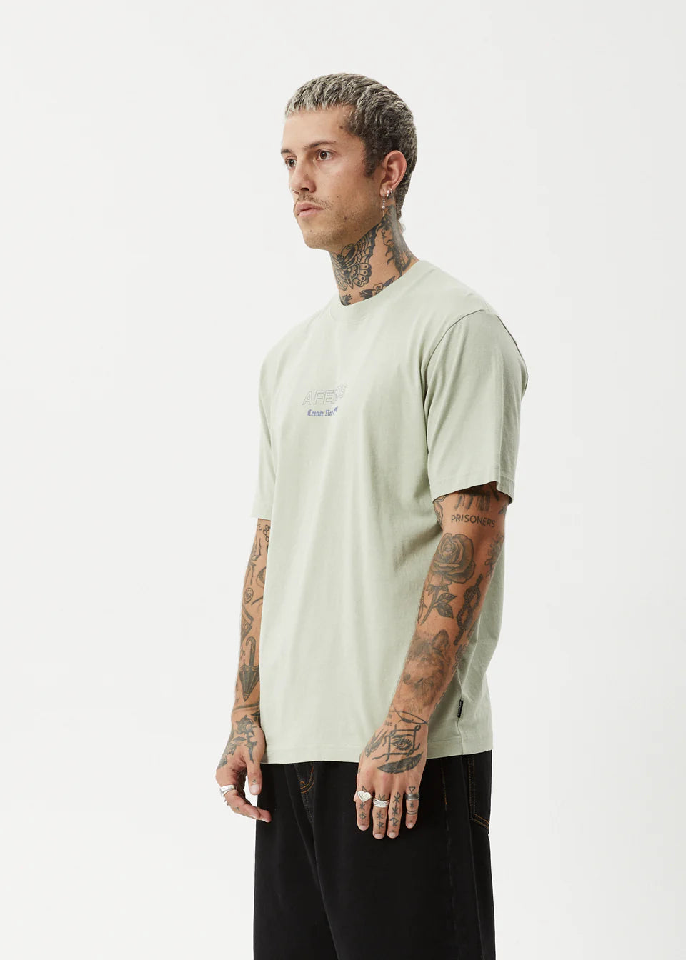 AFENDS creator recycled retro fit tee - eucalyptus