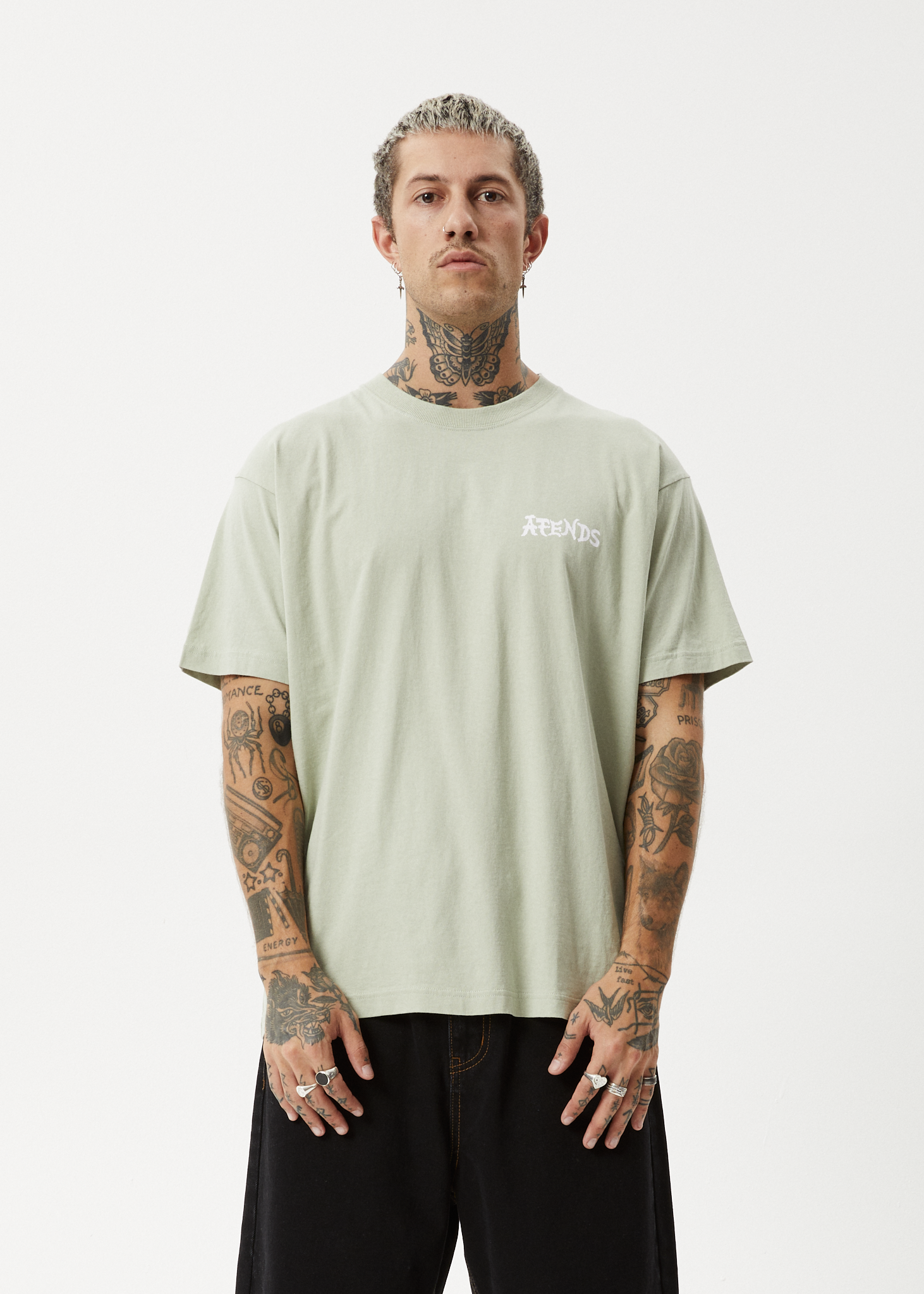 AFENDS destroyer recycled boxy fit tee - eucalyptus