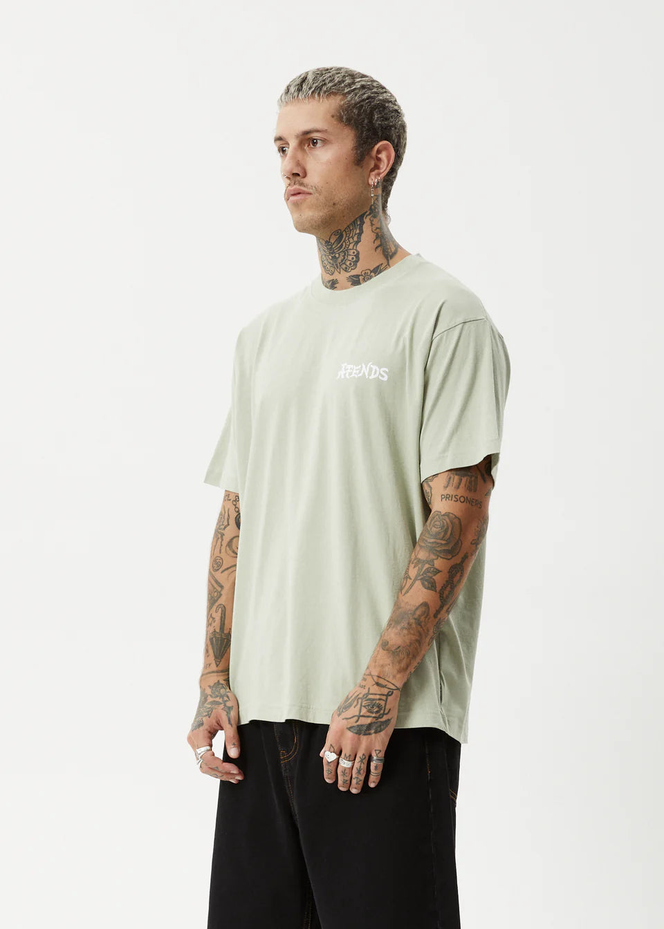 AFENDS destroyer recycled boxy fit tee - eucalyptus