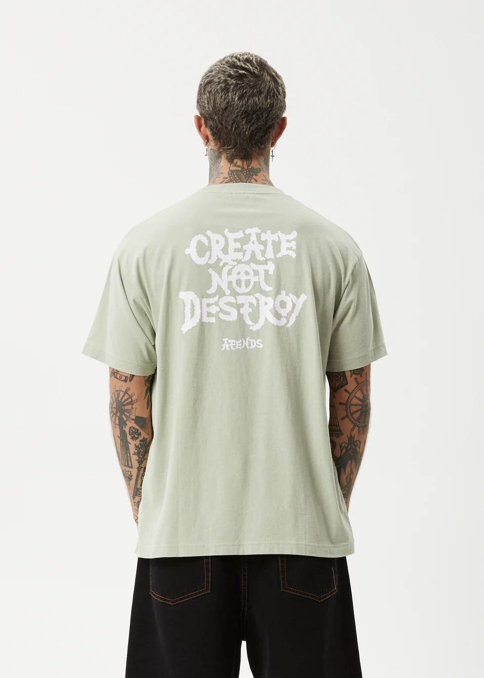 AFENDS destroyer recycled boxy fit tee - eucalyptus