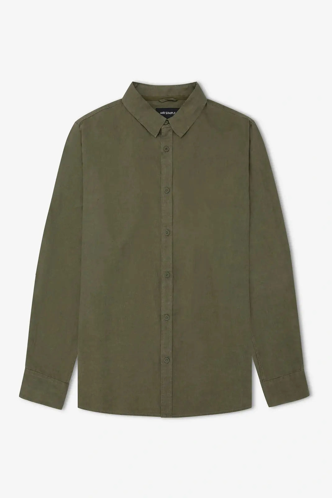 Mr simple linen long sleeve shirt - fatigue