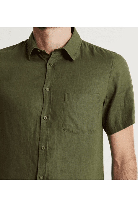 Mr simple linen short sleeve shirt - fatigue