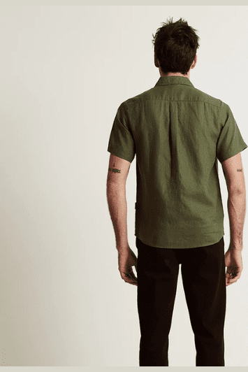 Mr simple linen short sleeve shirt - fatigue