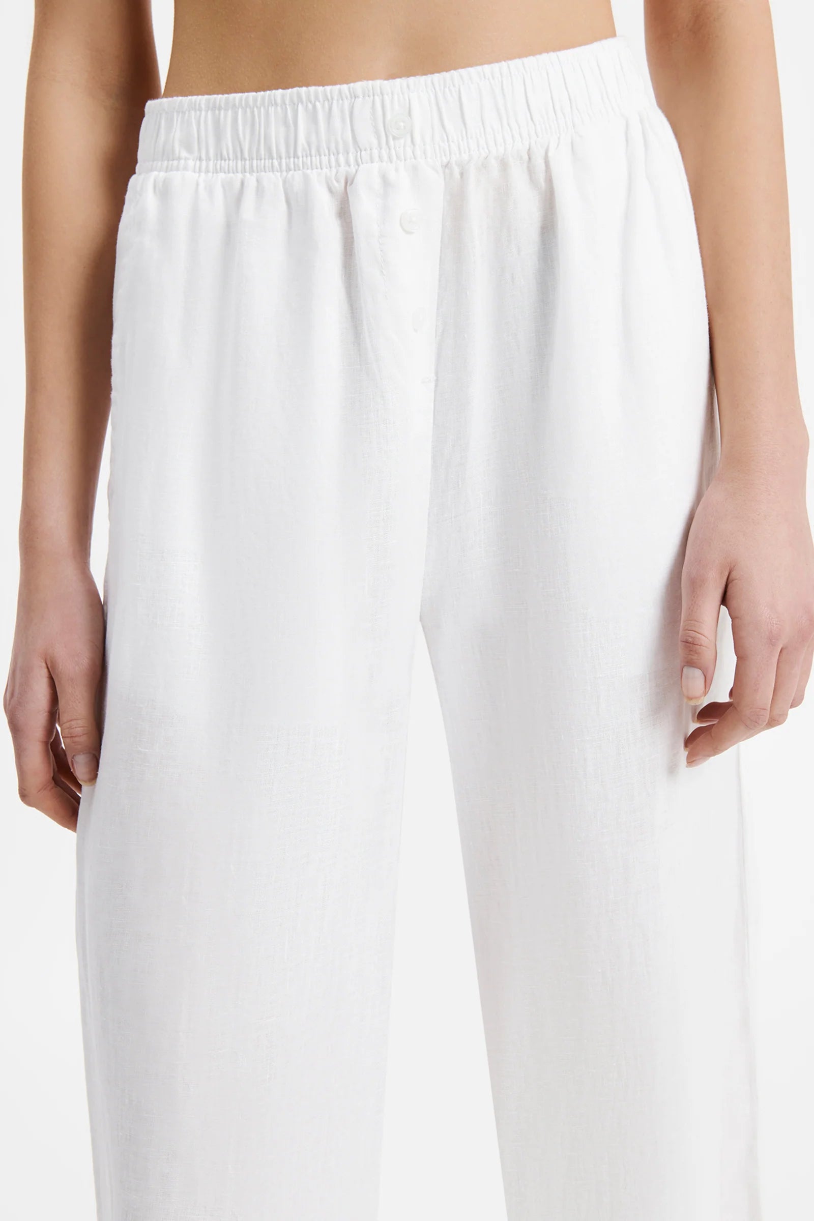 NUDE LUCY Lounge linen crop pant - White