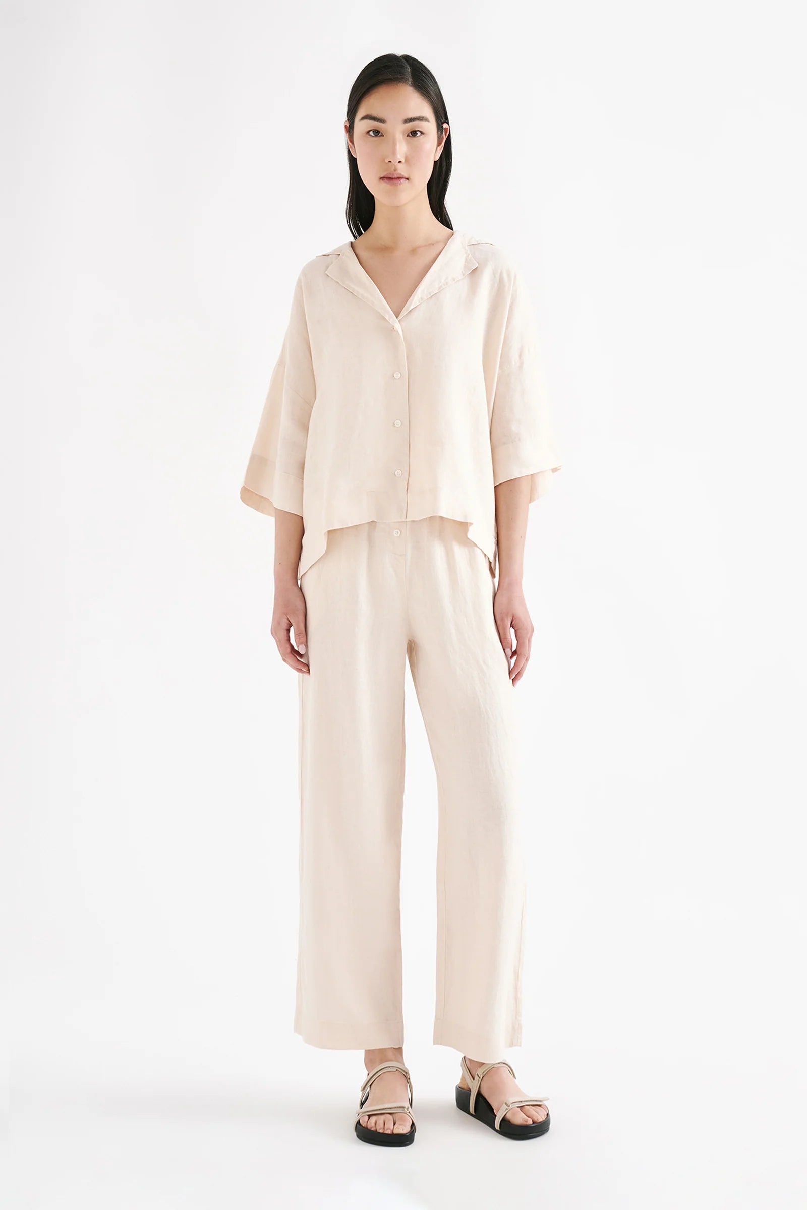 NUDE LUCY Lounge linen shirt - Pannacotta