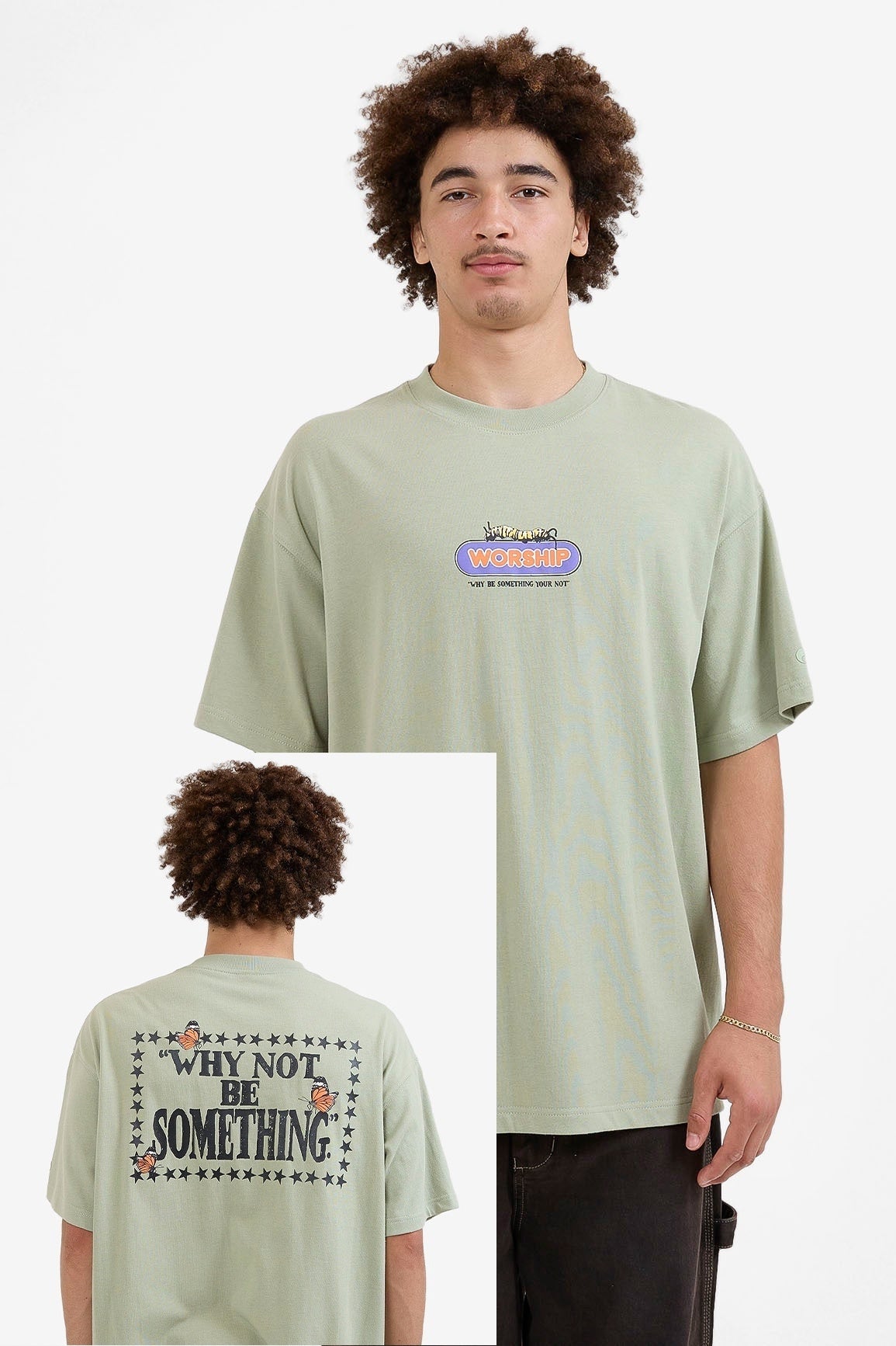 WORSHIP Chyrsalis oversize tee - Swamp green