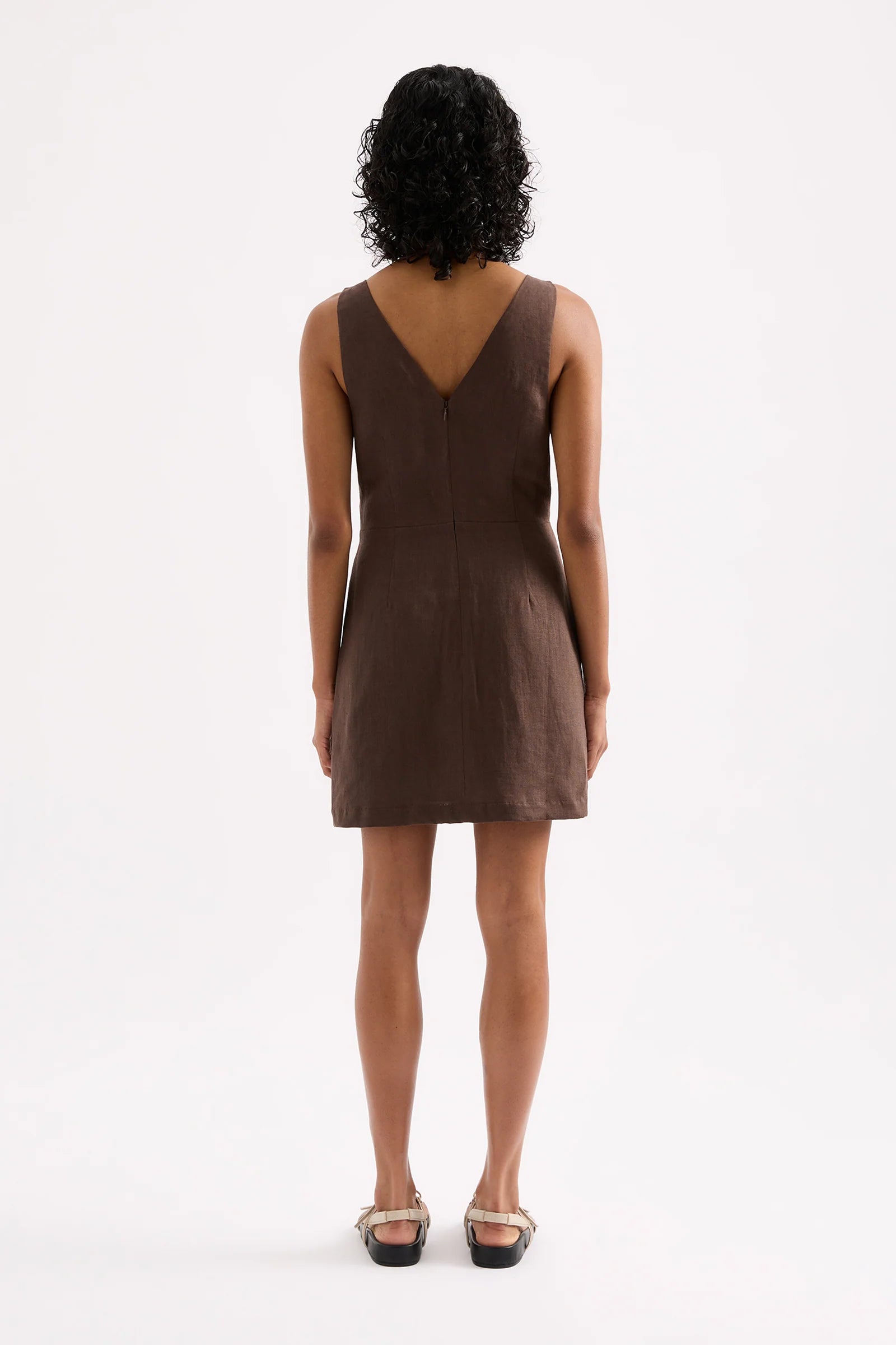 NUDE LUCY Blair linen mini dress - Clove